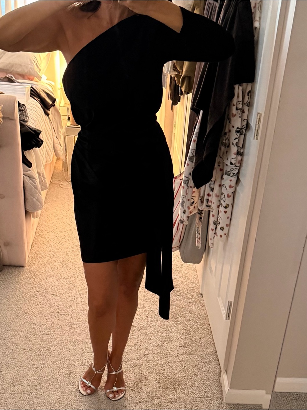 Aidan Mattox One-Shoulder Black Asymmetric Mini Dress